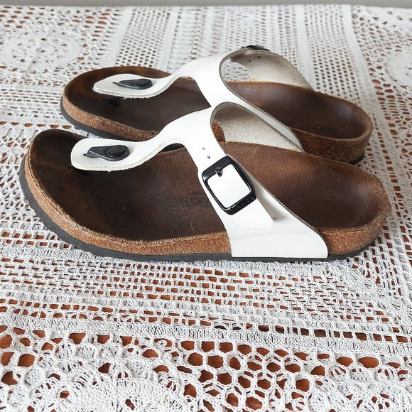 Birkenstock Sandals White Gizeh Thong Eva Slippers Slip-on Adjustable Buckle 34 - Picture 7 of 14
